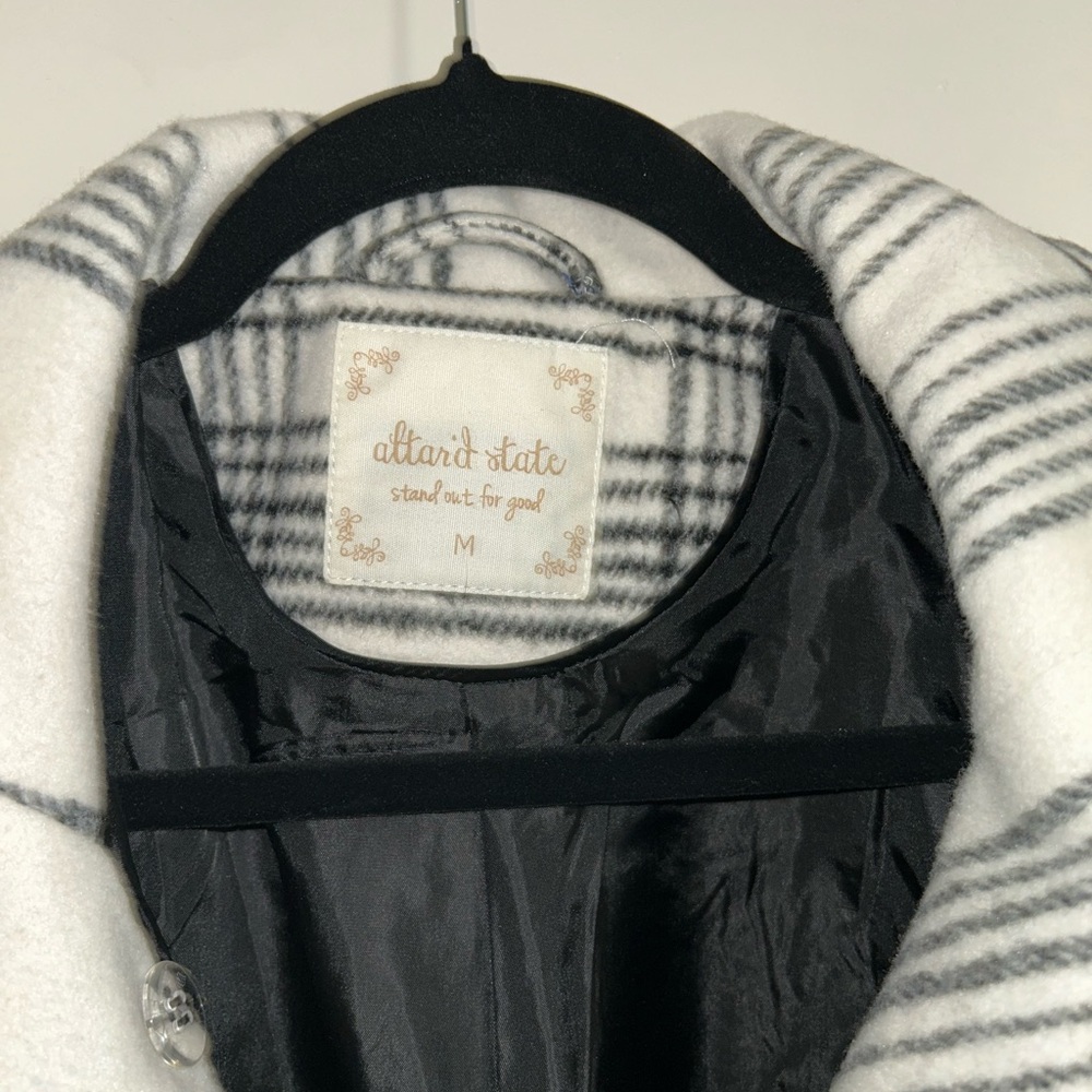 Altar'd State Black and White Plaid Coat - Picture 2 of 3